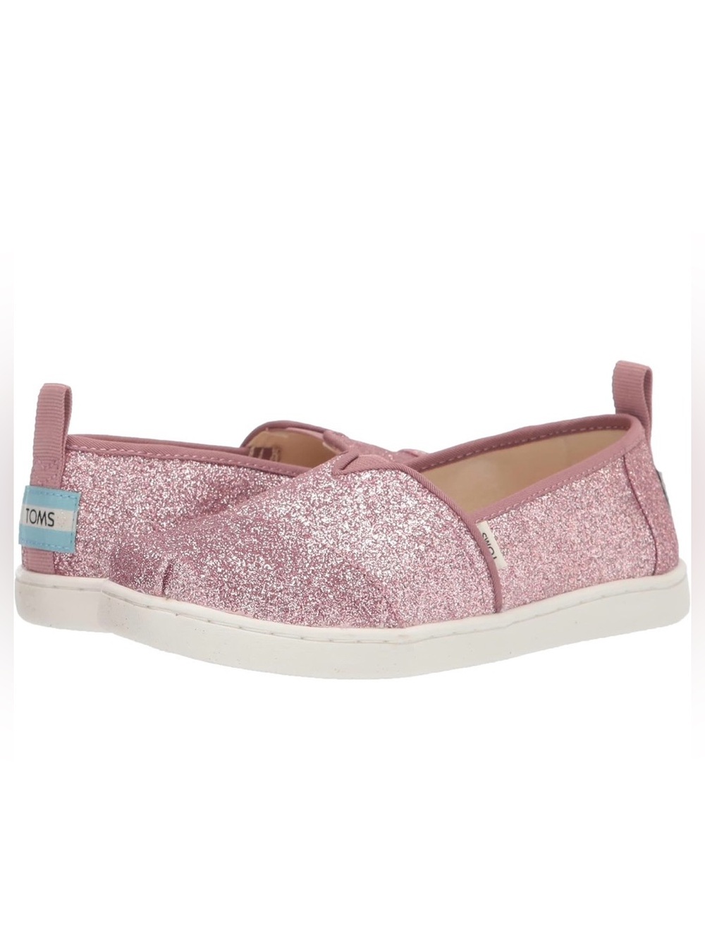 ✨ TOMS Pink Glitter Classic Alpargatas Slip-On Shoes Women’s 7.5 Like New ✨💗